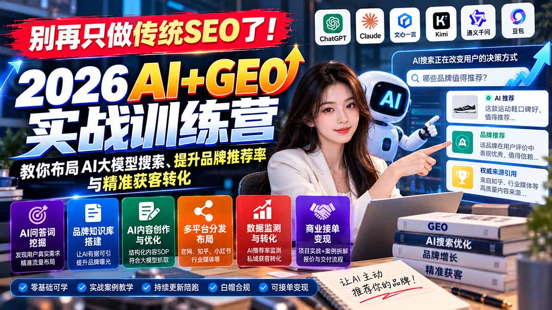 GEO实战训练营：布局AI大模型搜索，提升品牌推荐率-LanTi云网创