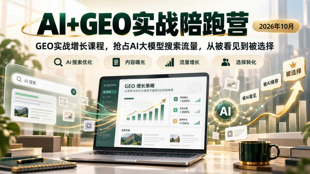 AI+GEO实战陪跑营2026年10月，GEO实战增长课程，抢占AI大模型搜索流量，从被看见到被选择-LanTi云网创