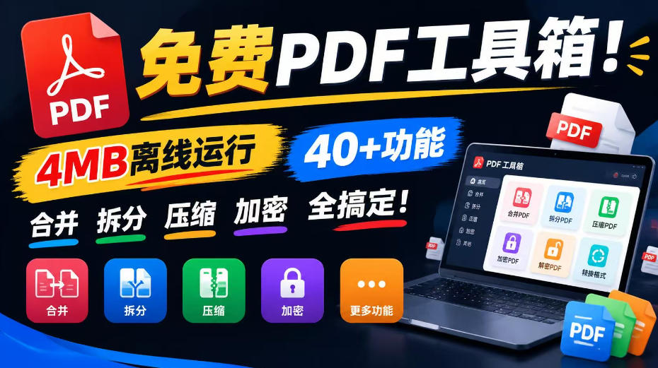 免费PDF工具箱：4MB离线运行，40+功能全搞定-LanTi云网创
