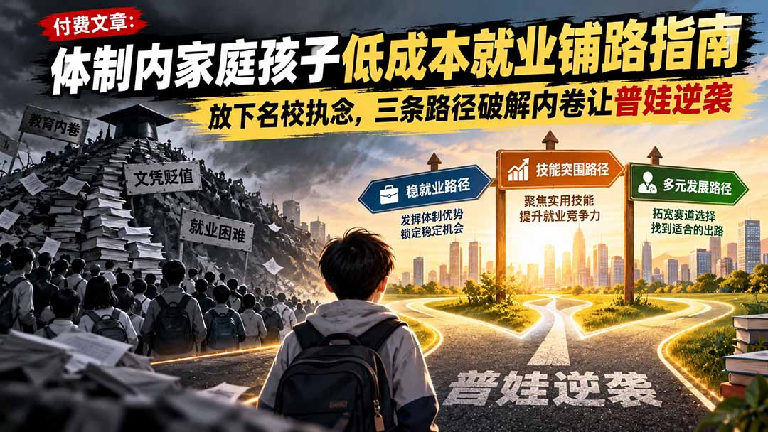 体制内家庭孩子低成本就业铺路指南：三条路径破解内卷-LanTi云网创