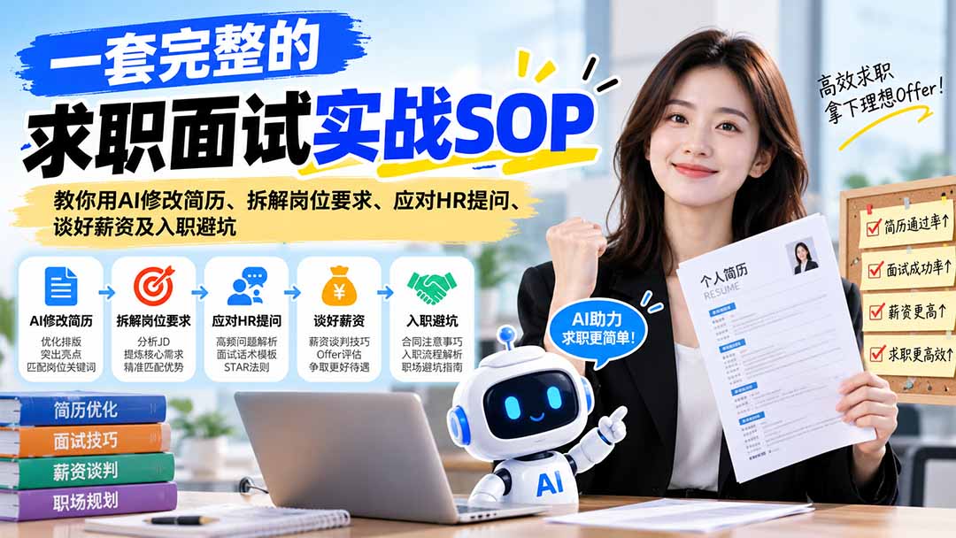 一套完整的求职面试实战SOP：教你用AI修改简历、拆解岗位要求、应对HR提问、谈好薪资及入职避坑-LanTi云网创